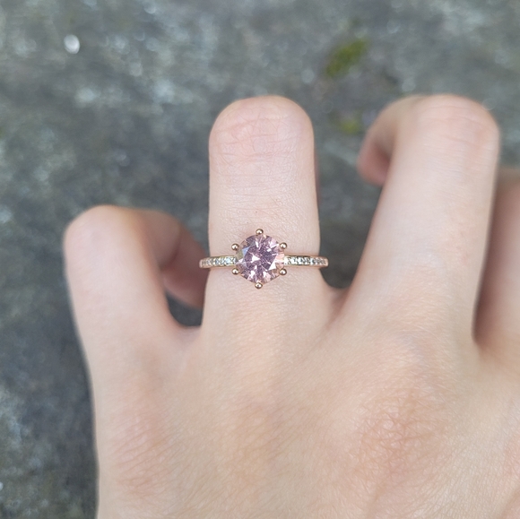 Pink Crown Solitaire Ring - Picture 1 of 4